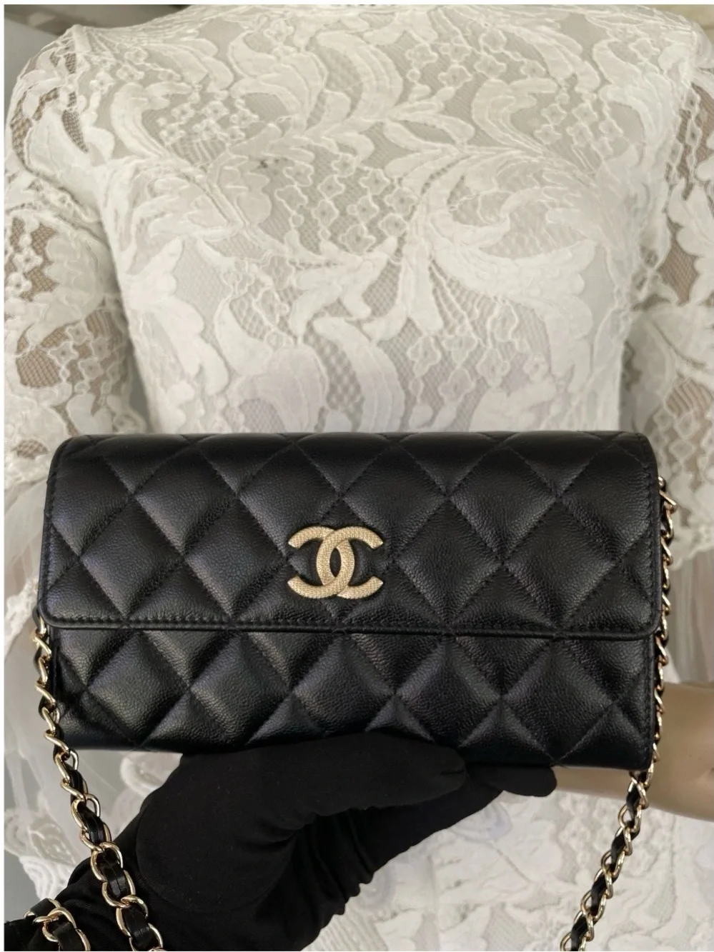 🖤Black Chanel  Caviar flap long wallet